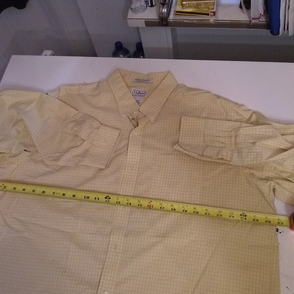 LL Bean Men's Plaid Cotton Shirt Long Sleeve Wrinkle Resistant Yellow Sz XL/54. - Picture 5 of 6